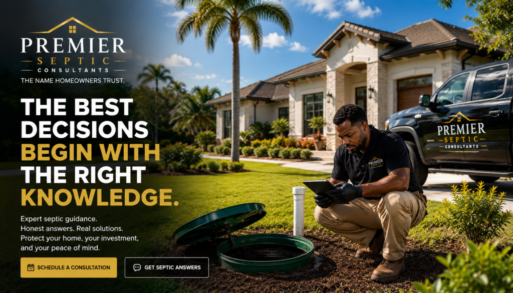 Premier Septic Consultants providing septic system guidance at a Florida home.